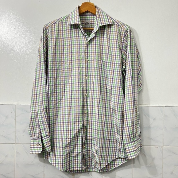 Peter Millar Shirt Mens Small Gingham Retro Preppy Classic Office 100% Cotton - Picture 1 of 9